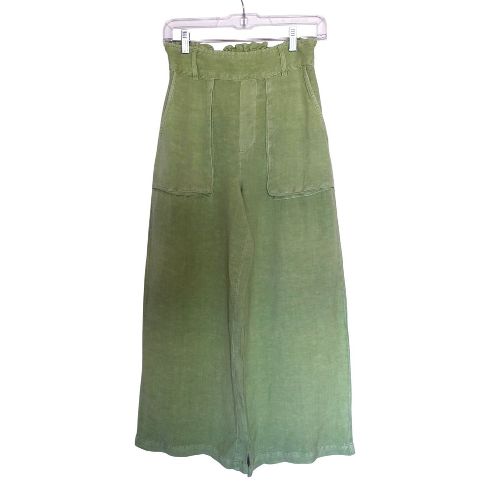 YFB Young Fabulous & Broke Linen Wide Leg Pants Womens S Sage Green Boho Coastal